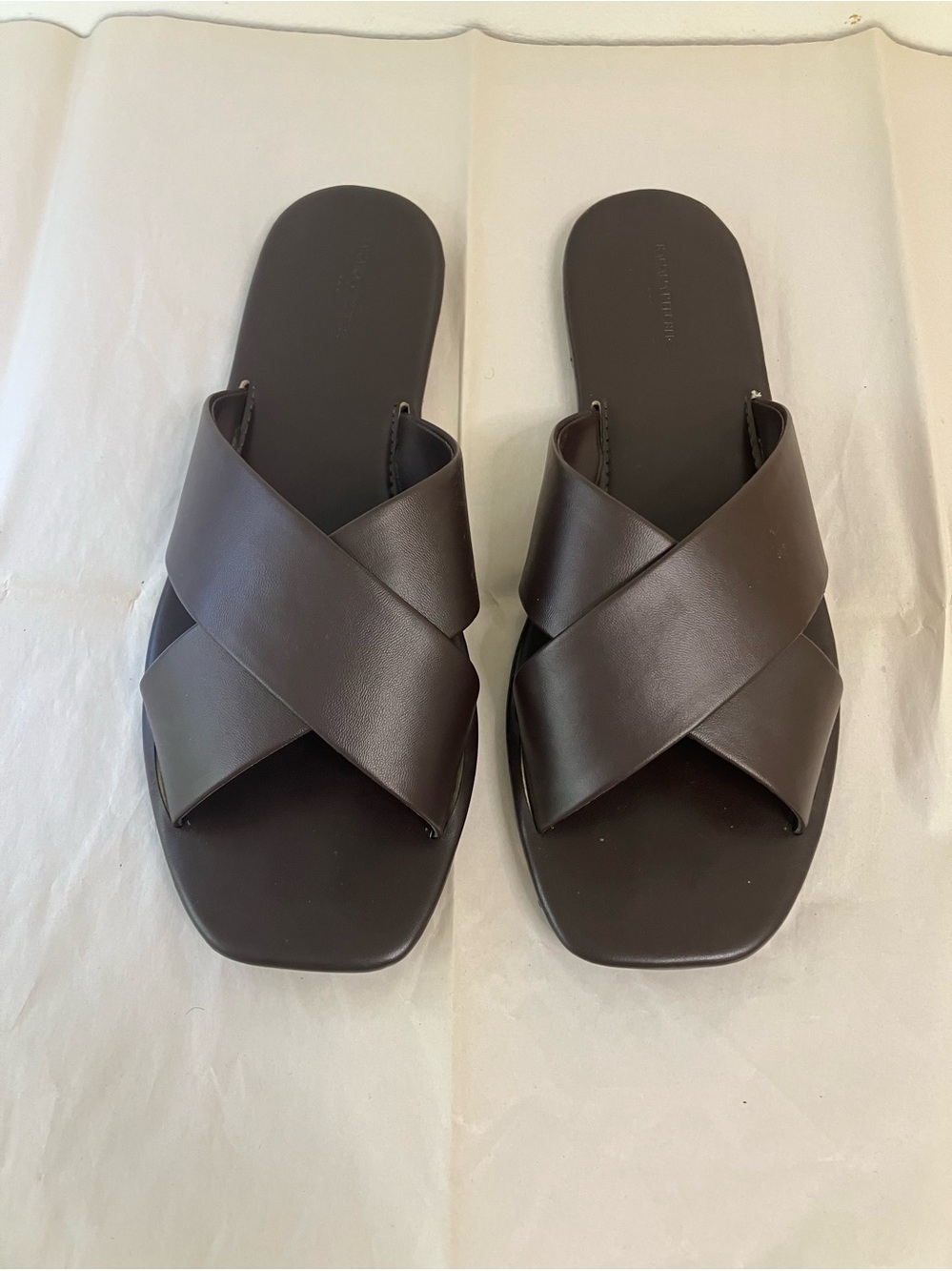 Banana Republic Crossover, brown slides, size 10 vegan leather.